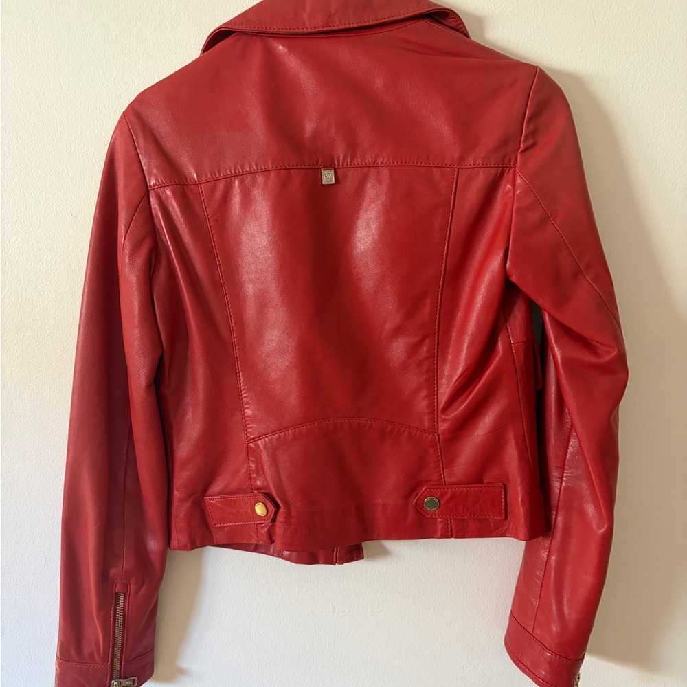 Massimo Dutti Red Leather Women's Jacket - Picture 5 of 6